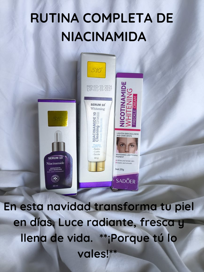 NIACINAMIDA "RUTINA COMPLETA" JABON, SERUM   CREMA ACLARANTE